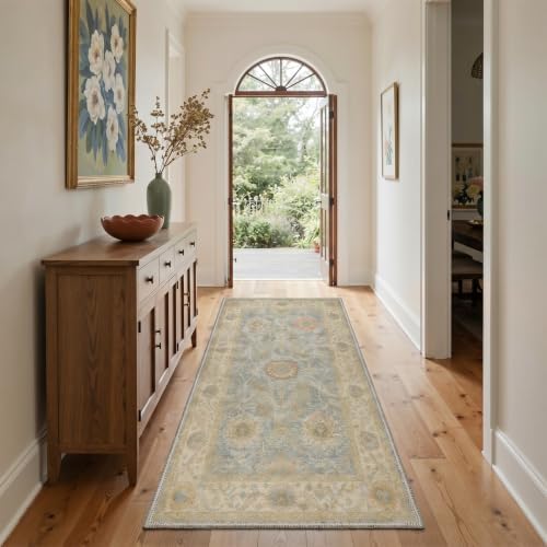 Bavni 2X5 Washable Hallway Runner Rug, Boho Vintage Floral Non Slip - Image 3