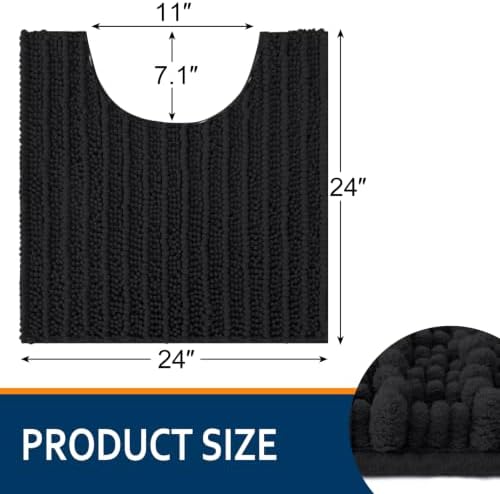 Smiry Bathroom Toilet Rugs U Shaped 24x24, Chenille Bath mats for Toilet - Image 2