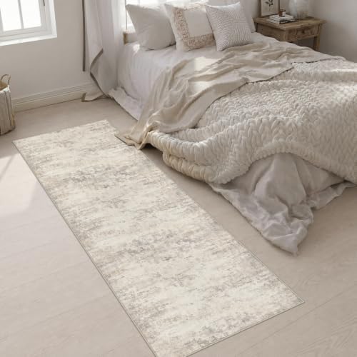 2.6x8 Washable Runner Rug：Modern Abstract Soft Carpet Brown Beige - Image 5