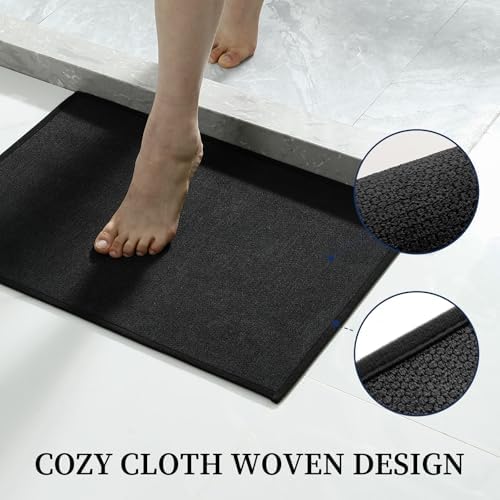 YIHOUSE Black Bathroom Rugs Sets 2 Piece, Quick Dry Thin Bath Mat, Non Slip Absorbent Machine Washable, Bath Rugs for Bathtub Sink Home Decor (17"x24" + 17"x32") - Image 3