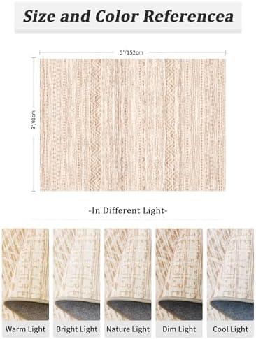 Miukiki 3x5 Washable Area Rug Moroccan Soft Non Slip Entryway Rug Beige - Image 2