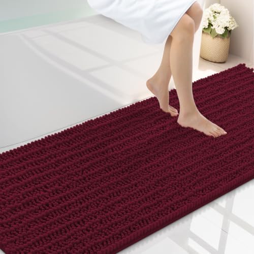 Smiry Bathroom Rugs 70X24, Extra Soft Rubber Backing Chenille Bath Mats by Smiry