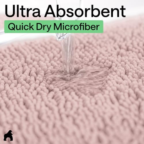 GORILLA GRIP Bath Rug Mat for Bathroom, Absorbent Chenille 36x24 Dusty Rose - Image 5