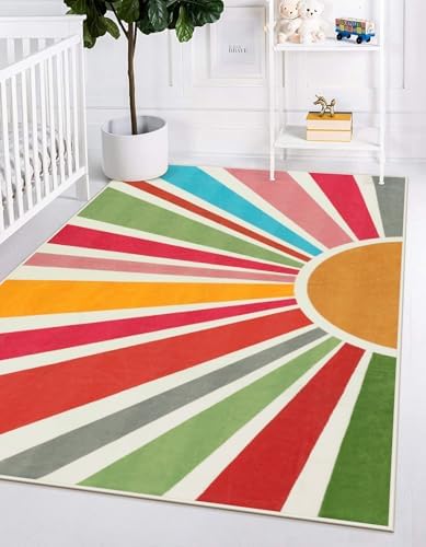 STARUIA Boho 4'x6' Area Rug, Washable Kids Rug for Playroom Classroom by STARUIA