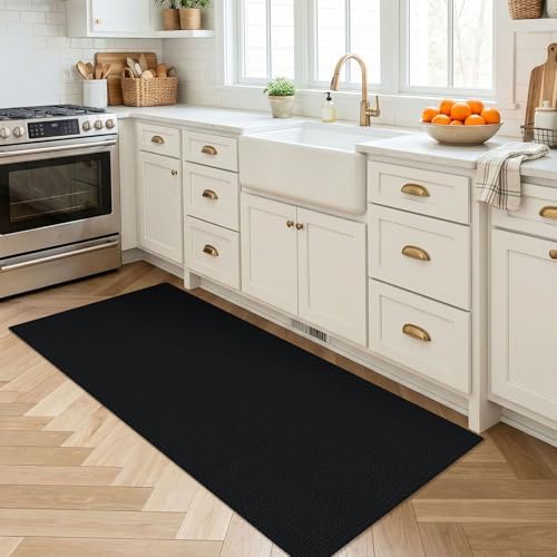 EARTHALL Washable Runner Rug, Non Slip Backdoor Rug, 2x4 Ft, Black Heather - Image 5
