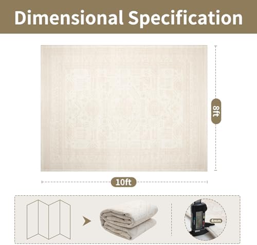 8x10 Retro Washable Area Rugs for Living Room,Bedroom,Dining Room- Brown - Image 2