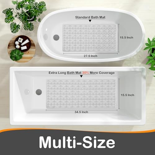 Yimobra Bathtub Mat Non Slip, 27.5"X15.5" Machine Washable Shower Floor Mat, Soft on Feet, Bath Mat with Drain Holes and Suction Cups, Bathroom Essentials, Clear - Image 5