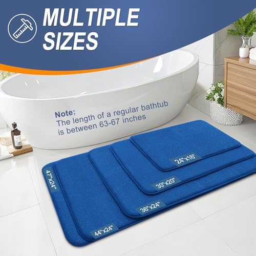 OLANLY Memory Foam Bathroom Runner Rugs 44x24, Long Mats, Deep Navy Blue - Image 5