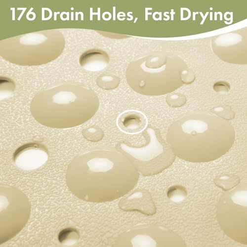 AmazerBath Shower Mat Non Slip 40 x 16 Inches, Shower Stall Mats with Suction Cups and Drain Holes, Non Slip Bath Mat for Tub for Elderly & Kids, Beige - Image 5