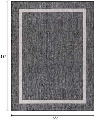 Luul Home Bordered Outdoor Rug 5x7 Washable Outside Carpet for Indoor Patio Porch Waterproof Easy Cleaning Non Shedding Area Rugs Gray 5 x 7 - Image 2