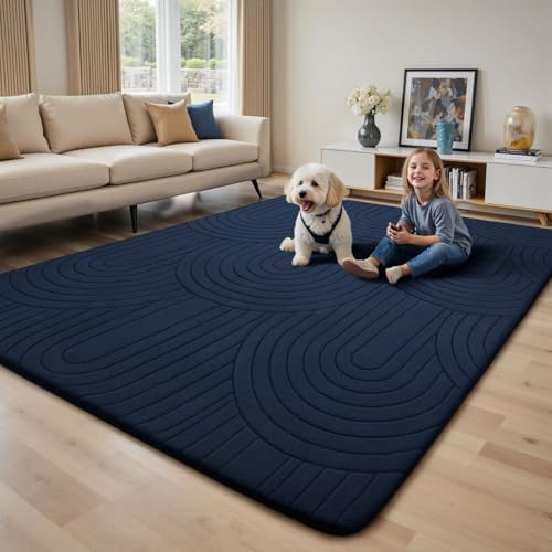 Sour Lemon 8x10 Area Rugs for Living Room Bedroom, Large Carpet Navy Blue - Image 6