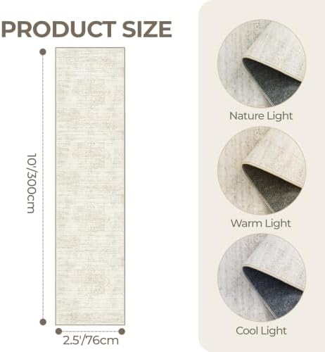 2'6 x 10' Runner Rug Non Slip,Washable Kitchen Rugs,Beige - Image 2