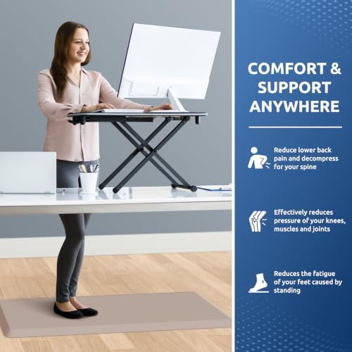 KitchenClouds Kitchen Mat Cushioned Anti Fatigue Kitchen Rug Non Slip Standing Mat Comfort Floor Mats for Sink Office (17.3"x39"- 0.8inch,Khaki) - Image 4