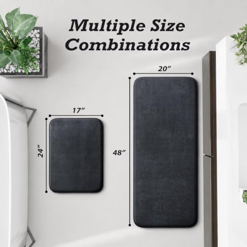 HUXMEYSON Bathroom Rugs Sets 2 Piece, Non-Slip & Quick Dry Bath Mat Set, Ultra Soft Velvet Bath Rugs for Bathroom, Toilet and Shower Floor, Dark Grey - Image 2