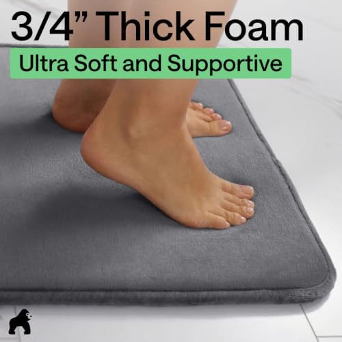 GORILLA GRIP® Memory Foam Bath Rug for Bathroom, 30x20 Graphite Gray - Image 4