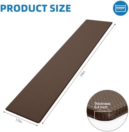 Kitchen Mats for Floor, Extra Long Anti-Fatigue Kitchen Rug, Brown - Image 2