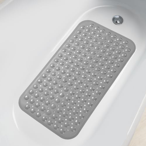 AmazerBath Bath Tub Mat, Medium Size 27.6 x 15 Inches Non-Slip Shower Mats with Suction Cups and Drain Holes, Bathtub Mats Bathroom Mats Machine Washable (Gray) - Image 6