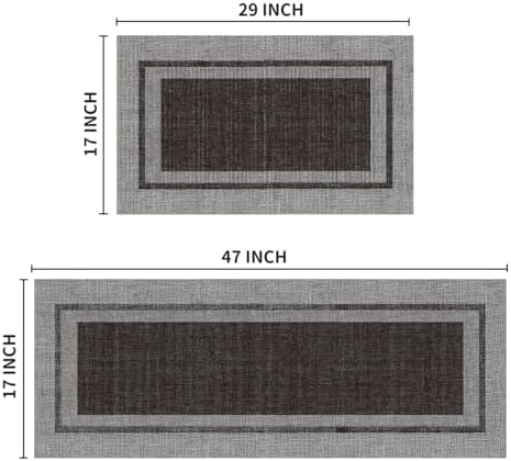 Artoid Mode Black Absorbent Rectangle Kitchen Mats Set of 2-17x29 + 17x47 - Image 3