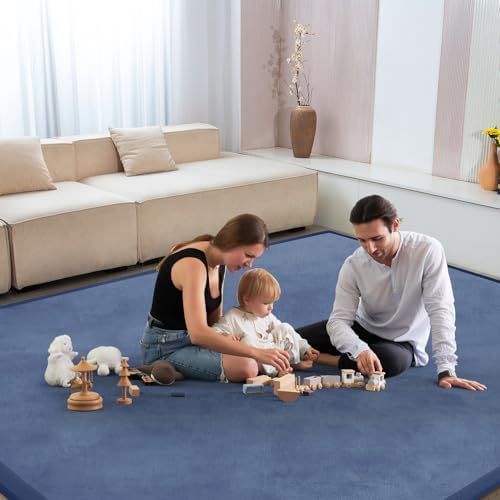 Baby Play Mat for Floor Nursery Rug Muscle Mat Area Rug Playroom Rug 59"x59" Playpen Mat Elastic Foam 1.3" Thick Crawling Mat for Babies,Toddlers, Infants, Kids,Sapphire Blue - Image 5