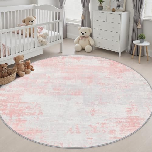 Round Area Rug Living Room: 6 ft Modern Washable Indoor Carpet - Image 5