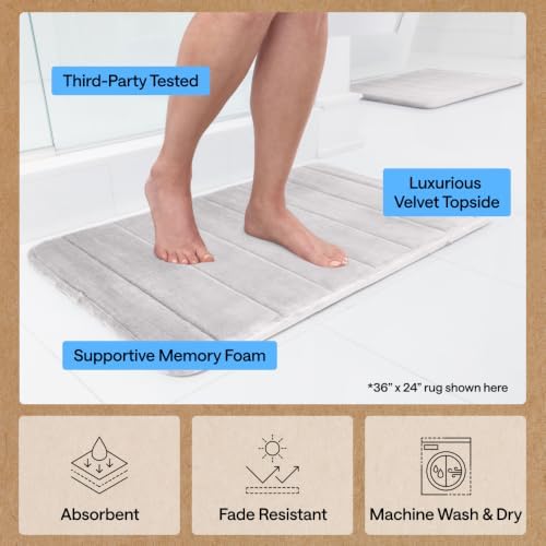 GORILLA GRIP Absorbent Memory Foam Bath and Shower Mat, 42x24 Light Gray - Image 5