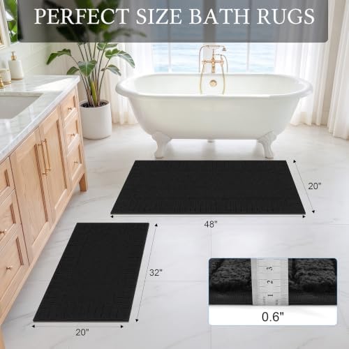 Pauwer Bathroom Rugs Sets 2 Piece, Non Slip Plush Bath Mats, Dark Grey - Image 2