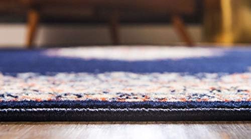 Unique Loom Reza Collection Traditional Persian Style Area Rug, 8' 0" x 8' 0", Navy Blue/Ivory - Image 4