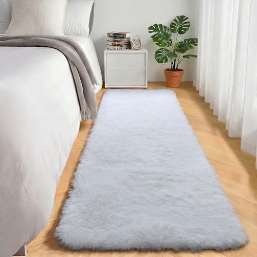 White Runner Rugs for Bedroom Living Room, Fluffy 2x6 Bedside Soft Area Rug - Image 4