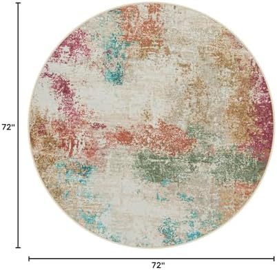 Lahome Abstract Round Rugs 6ft for Living Room, Washable Low-Pile Soft Round Bedroom Area Rug Non Slip, Modern Colorful Indoor Large 6'x6' Circle Throw Carpet for Office Dining Room - Image 2