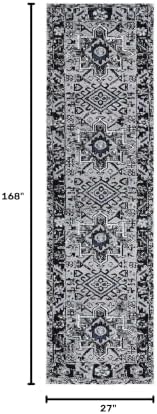 SAFAVIEH Vintage Hamadan Collection Runner Rug - 2'3" x 14', Light Grey & Dark Grey, Traditional Persian Design, Non-Shedding & Easy to Clean, Ideal for Hallway, Foyer, Entryway, Bedroom (VTH211F) - Image 3