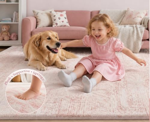 Soft Plush 6x9 Pink Area Rugs for Living Room - Image 2