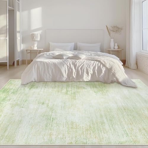 Area Rugs 5x7 Living Room: Washable Rug Modern Abstract Rugs Soft Non Slip Neutral Rug Stain Resistant Indoor Carpet for Bedroom Kitchen Dining Room Nursery Home Office Rugs(Green,5'x7') - Image 3