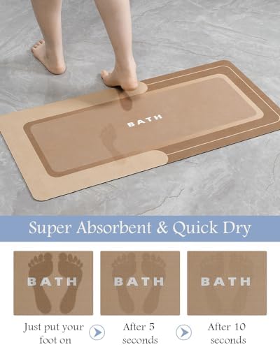MontVoo-Bath Mat-Bath Rug Non Slip Super Absorbent Stain Resistant Quick Dry Thin Bathroom Rug-Bath Mats for Bathroom Floor Bathtub Vanity-Bathmat Bath Rug Easy Care 17"x27" Brown - Image 4