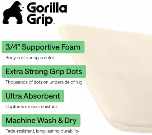 GORILLA GRIP® Memory Foam Bath Rug for Bathroom, 42x24 Cream - Image 2