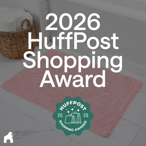 GORILLA GRIP Bath Rug Mat for Bathroom, Absorbent Chenille 36x24 Light Pink - Image 6