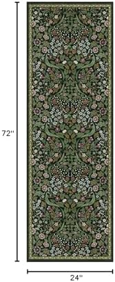 Moynesa Green Floral 2x6 Runner Rug for Hallway, Vintage Kitchen Runner - Image 2
