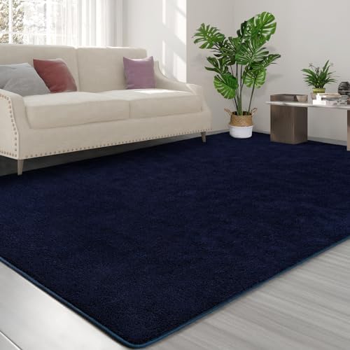 FlyDOIT Area Rugs for Bedroom Living Room, 5x8 Navy Blue Super Soft Comfy Thickened Memory-Foam Indoor Carpets, Modern Aesthetic Minimalist Carpet for Boys Girls Adults Apartment Nursery Home Décor - Image 3
