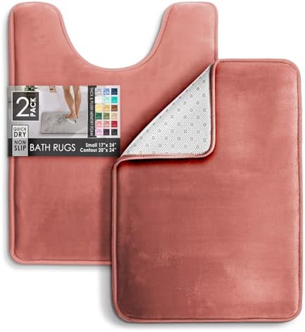 Clara Clark Bathroom Rugs, Velvet Memory Foam Bath Mat, Non-Slip Bath Rugs, Machine Wash, Dries Quickly, Ultra Soft Plush Bath Mats for Bathroom, - Image 3