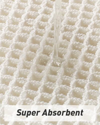 AMOAMI Waffle Runner Rug Super Absorbent Non Slip Bath Mats for Bathroom Floor, Machine Washable Bathroom Runner Rug with Tassels, Ideal for Hallway Bedroom Laundry Room, White, 2' x 5'(24" x 60") - Image 3