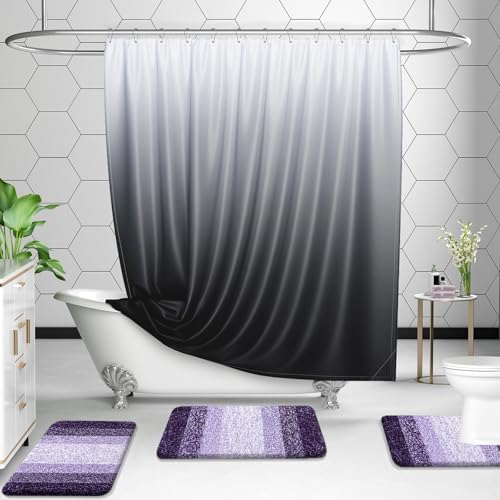 OLANLY Micorfiber Bathroom Rug Set 2 Piece, Absorbent Bath Mats, Violet - Image 6