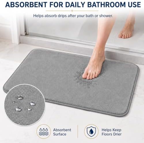 RUN HELIX Bathroom Rugs Sets 3 Piece, Soft Absorbent Memory Foam Bath Mats Set, Dry Fast Bath Mat, Machine Washable Bath Rug Set for Bathroom （Ash Gray） - Image 4