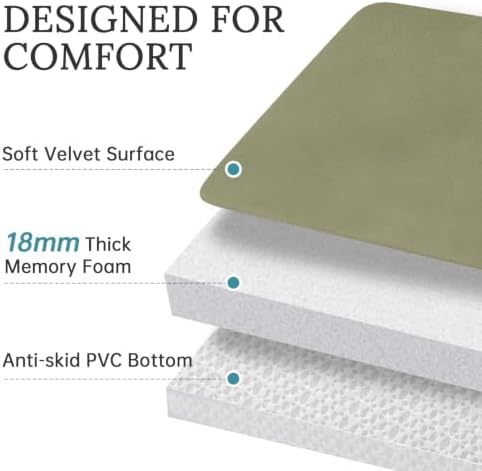 HUXMEYSON 3-Piece Memory Foam Bathroom Rug Set, Olive Green - Image 4