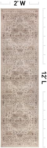 Rugshop Vintage Medallion Washable Non-Slip Runner Rug, 2'x12' Cream - Image 2