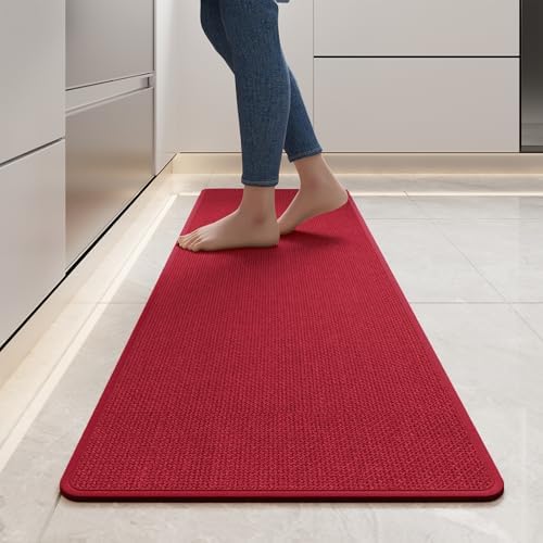 YDKGL Long Kitchen Runner Rugs Kitchen Mat Non Slip Washable Red 17"x59" by YDKGL
