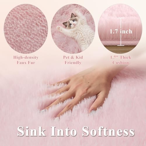 8x10 Ft Baby Pink Fluffy Area Rug for Living Room, Soft Washable - Image 3