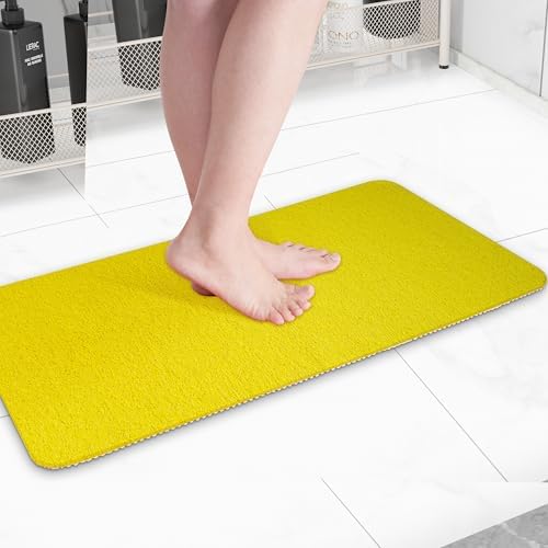 Hargiis Non-Slip Bathtub Mat, Anti Slip Shower Mat, Fast Drying Bathtub Mats, Foot Scrubber Mat, Anti Slip Mat for Tub, Floor, Bathroom, Kitchen, Home, Hotel (Yellow 40"×28") by Hargiis