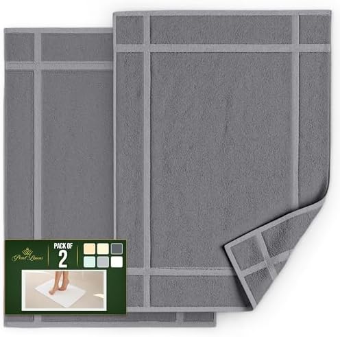 Pearl Linens 2 Pack Cotton Bath Mats for Bathroom, 20" X 30", Light Grey - Image 3