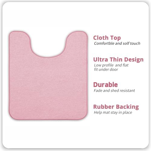 Bosap Toilet Rugs U Shaped Bathroom Rug,Machine Washable Non Slip Quick Dry Super Absorbent Ultra Thin Toilet Mats for Bathroom Toilet.Pink,1'8"x2'(20x24inch) - Image 2