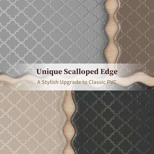 Arenarug Upgrade Scalloped Kitchen Mats for Floor 2PC, Khaki Kitchen Rugs - Image 3