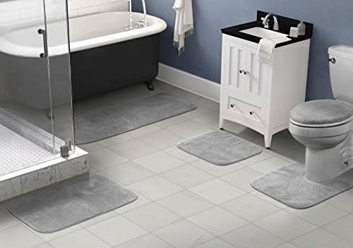 Garland Rug Traditional Nylon Washable Platinum Gray 5 Piece Set - Lid, Contour, 3 Bath Rugs - Soft, Absorbent, and Stylish for Your Bathroom - Image 2